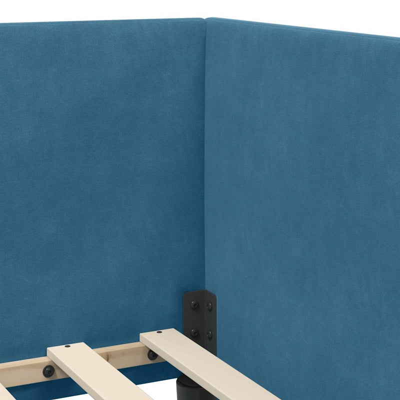 vidaXL Sarokágy keret fejtámlával Kék 90 x 200 cm Bársony