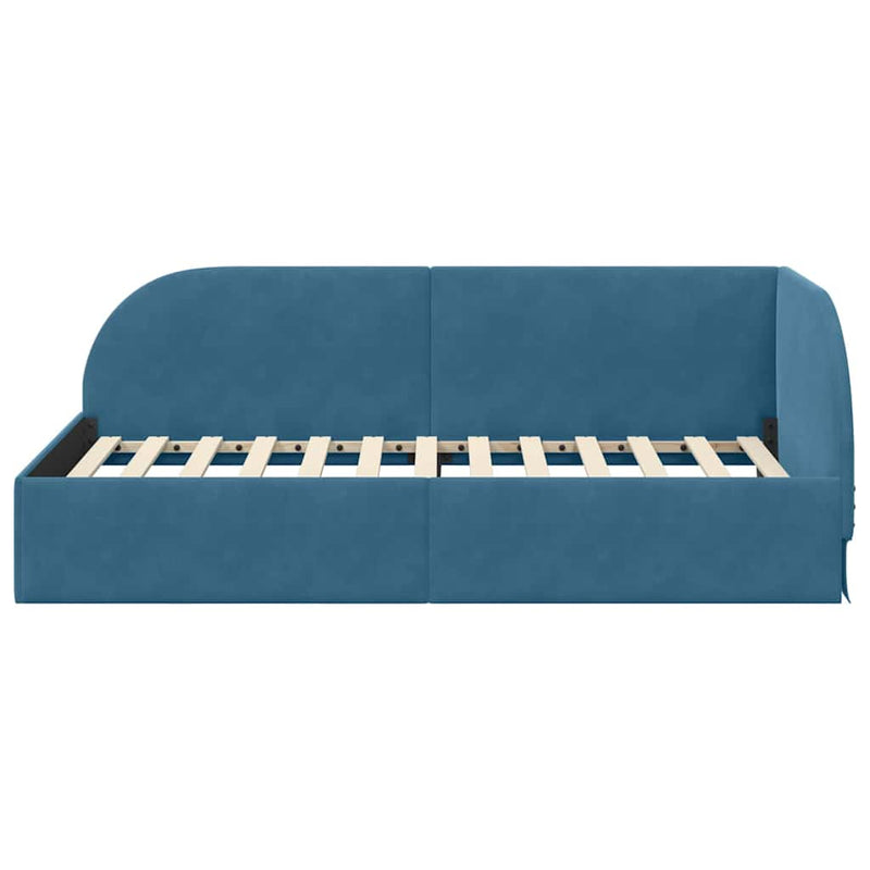 vidaXL Sarokágy keret fejtámlával Kék 90 x 200 cm Bársony