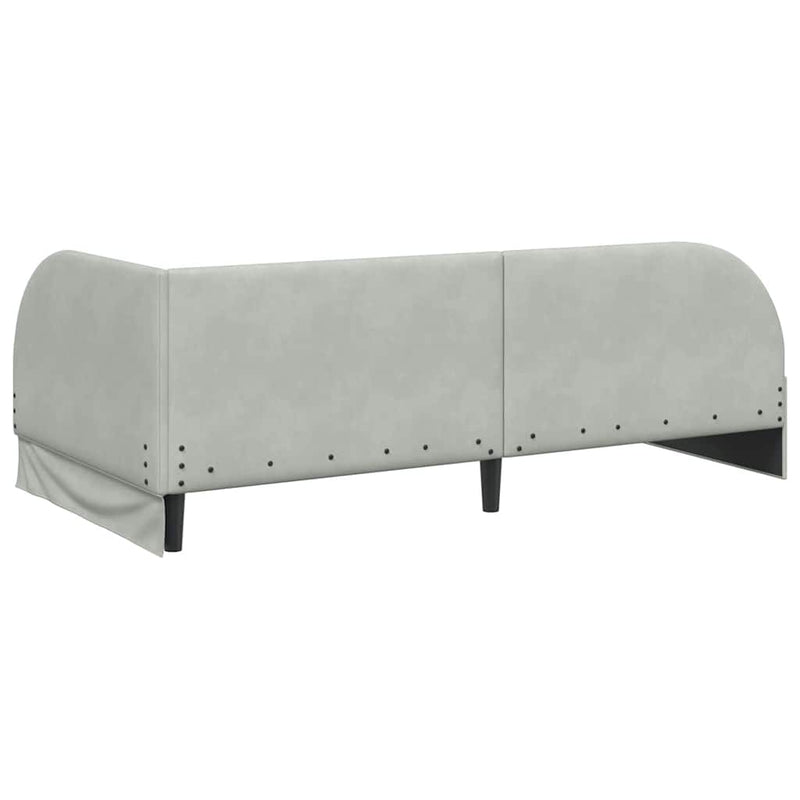 vidaXL Sarokágy keret fejtámlával Világosszürke 90 x 200 cm Bársony