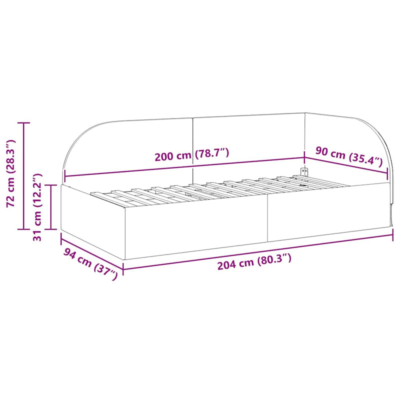 vidaXL Sarokágy keret fejtámlával Világosszürke 90 x 200 cm Bársony