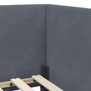 vidaXL Sarokágy keret fejtámlával Sötétszürke 90 x 200 cm Bársony
