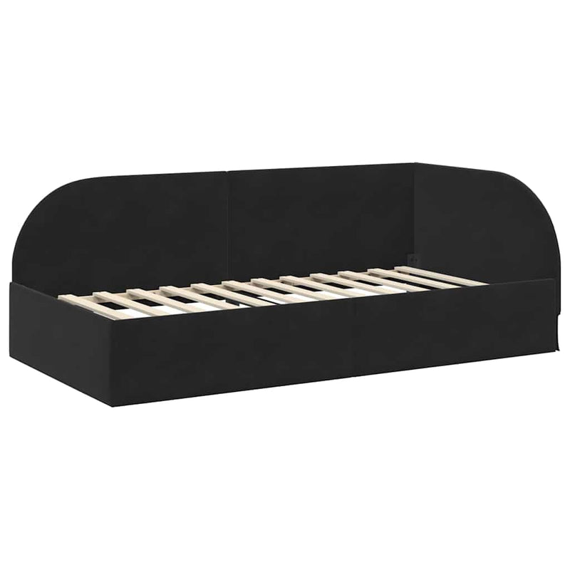 vidaXL Sarokágy keret fejtámlával Fekete 90 x 200 cm Bársony