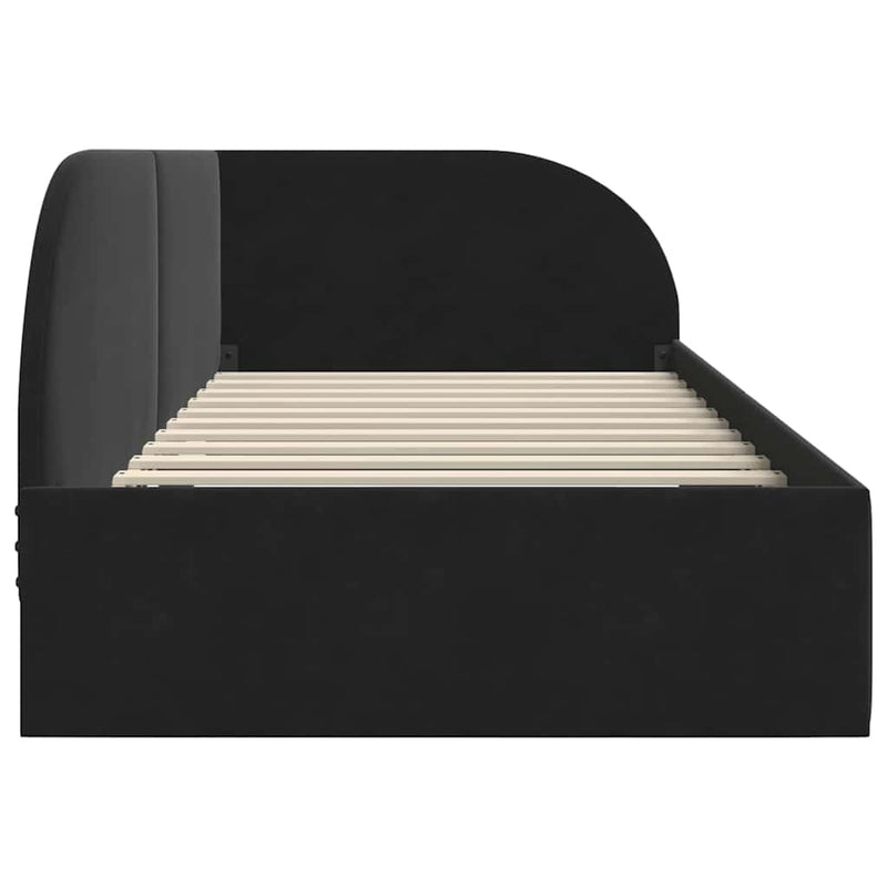 vidaXL Sarokágy keret fejtámlával Fekete 90 x 200 cm Bársony