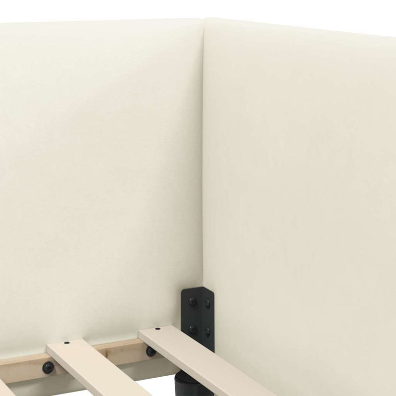 vidaXL Sarokágy keret fejtámlával Krém 90 x 200 cm Bársony