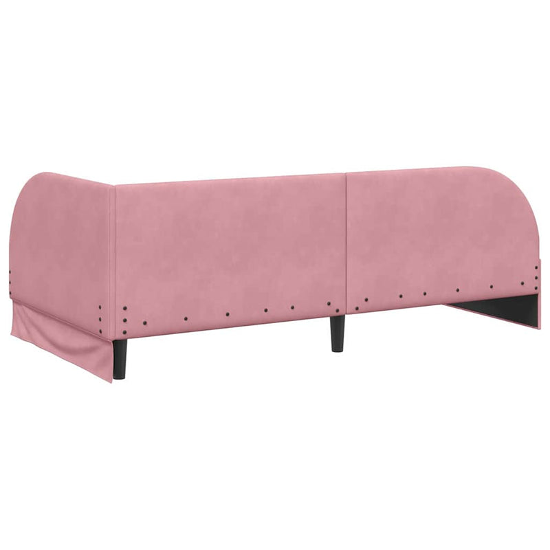 vidaXL Sarokágy keret fejtámlával Rózsaszín 100 x 200 cm Bársony