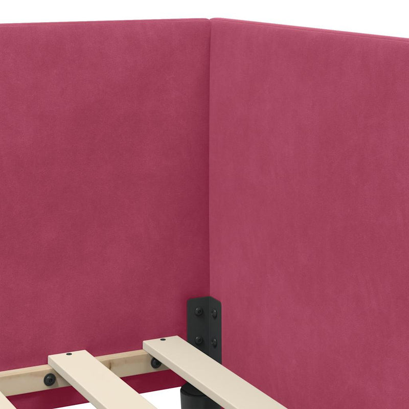 vidaXL Sarokágy keret fejtámlával bordó 100 x 200 cm Bársony
