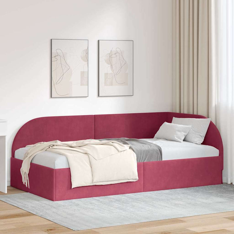 vidaXL Sarokágy keret fejtámlával bordó 100 x 200 cm Bársony