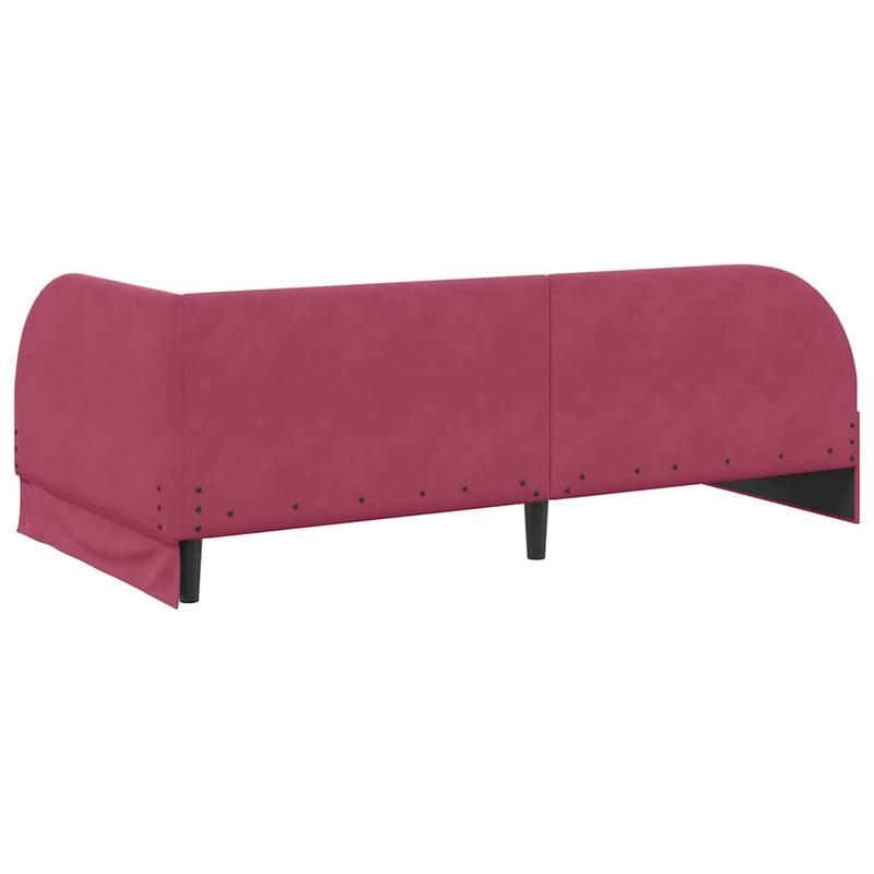 vidaXL Sarokágy keret fejtámlával bordó 100 x 200 cm Bársony