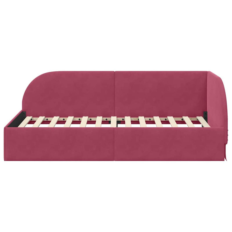 vidaXL Sarokágy keret fejtámlával bordó 100 x 200 cm Bársony