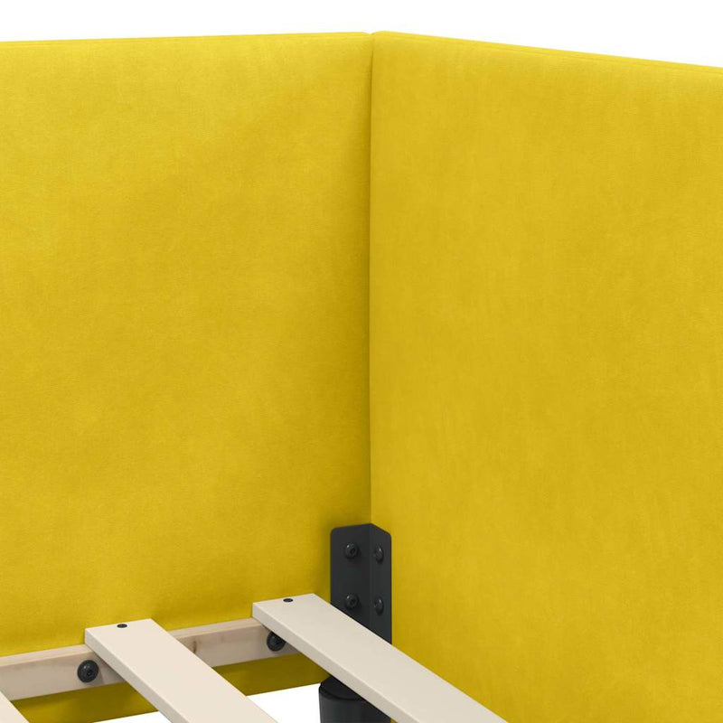 vidaXL Sarokágy keret fejtámlával Sárga 100 x 200 cm Bársony