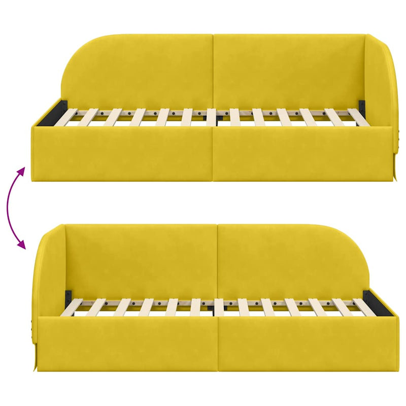 vidaXL Sarokágy keret fejtámlával Sárga 100 x 200 cm Bársony