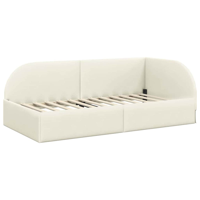 vidaXL Sarokágy keret fejtámlával Krém 100 x 200 cm Bársony