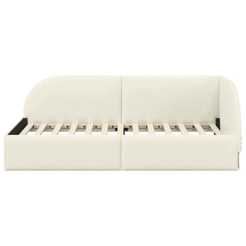 vidaXL Sarokágy keret fejtámlával Krém 100 x 200 cm Bársony