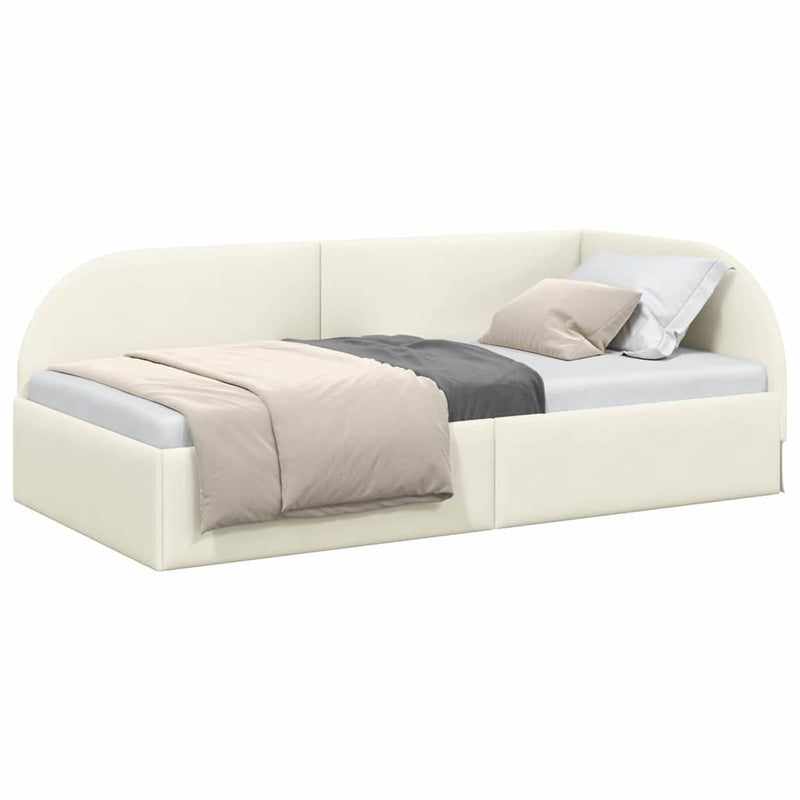 vidaXL Sarokágy keret fejtámlával Krém 100 x 200 cm Bársony