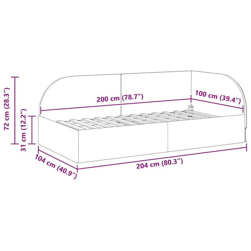vidaXL Sarokágy keret fejtámlával Krém 100 x 200 cm Bársony