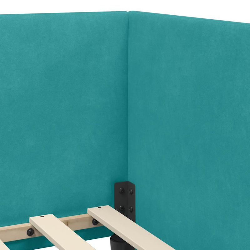 vidaXL Sarokágy keret fejtámlával Türkiz 100 x 200 cm Bársony
