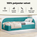 vidaXL Sarokágy keret fejtámlával Türkiz 100 cm x 200 cm Bársony