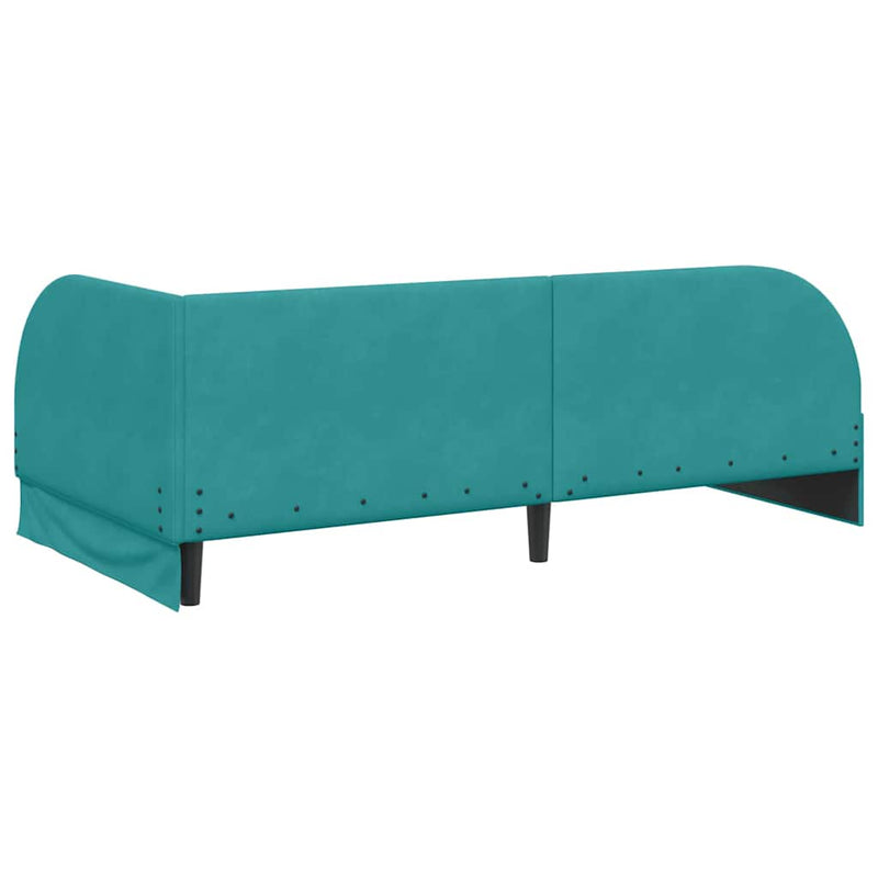 vidaXL Sarokágy keret fejtámlával Türkiz 100 x 200 cm Bársony