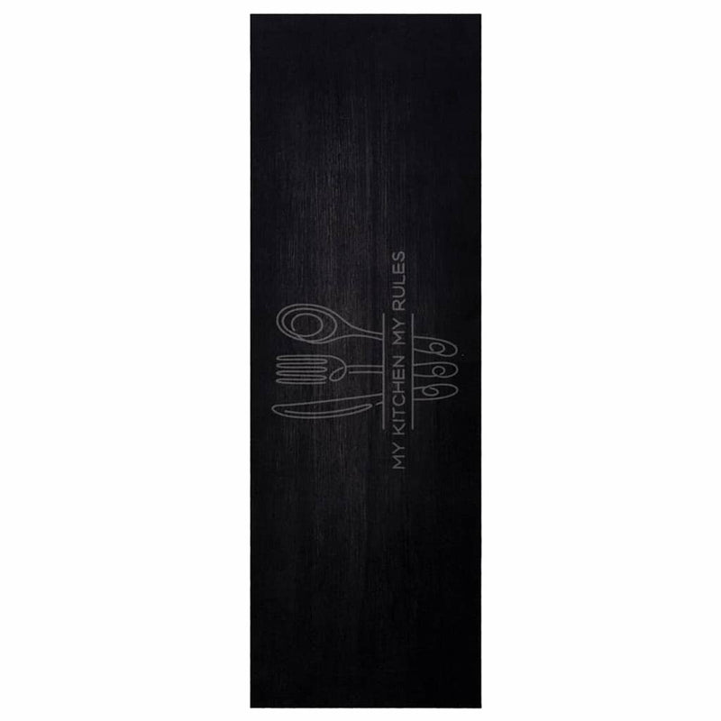 vidaXL Konyhai szőnyeg Evőeszköz Fekete 180 x 60 cm Bársony