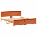vidaXL Ágykeret fejtámlával Faggyú barna 200 x 200 cm Tömör fenyő