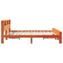 vidaXL Ágykeret fejtámlával Faggyú barna 200 x 200 cm Tömör fenyő