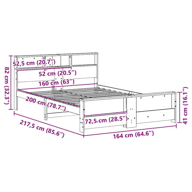 vidaXL Ágykeret fejtámlával Barna 160 x 200 cm Faanyag