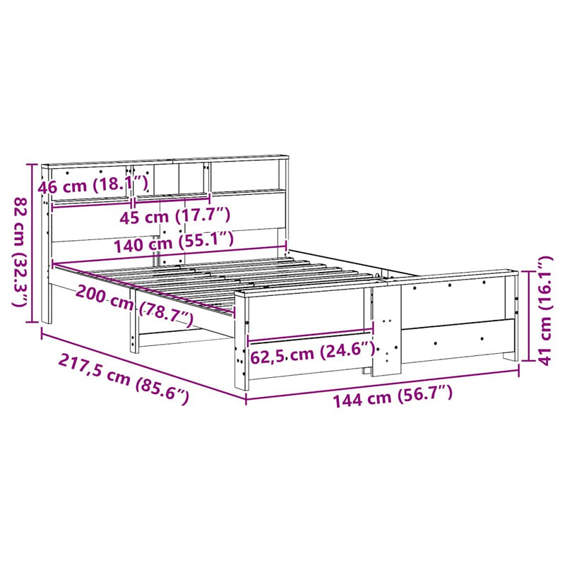 vidaXL Ágykeret fejtámlával Faggyú barna 140 x 200 cm Faanyag