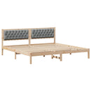 vidaXL Ágykeret fejtámlával Világosszürke 200 x 200 cm Tömör fenyőfa