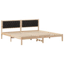 vidaXL Ágykeret fejtámlával Fekete 200 x 200 cm Tömör fenyőfa