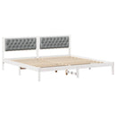 vidaXL Ágykeret fejtámlával Világosszürke 200 x 200 cm Tömör fenyőfa