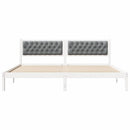 vidaXL Ágykeret fejtámlával Világosszürke 200 x 200 cm Tömör fenyőfa