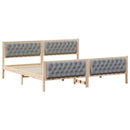vidaXL Ágykeret fejtámlával Világosszürke 200 x 200 cm Tömör fenyőfa