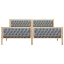 vidaXL Ágykeret fejtámlával Világosszürke 200 x 200 cm Tömör fenyőfa