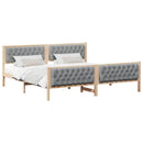 vidaXL Ágykeret fejtámlával Világosszürke 200 x 200 cm Tömör fenyőfa