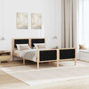 vidaXL Ágykeret fejtámlával Fekete 140 x 200 cm Tömör fenyőfa