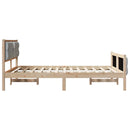 vidaXL Ágykeret fejtámlával Világosszürke 140 x 190 cm Tömör fenyőfa