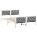 vidaXL Ágykeret fejtámlával Világosszürke 140 x 190 cm Tömör fenyőfa