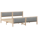 vidaXL Ágykeret Barna és világosszürke 200 x 200 cm Tömör fenyőfa