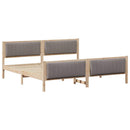 vidaXL Ágykeret fejtámlával Barna és taupe 200 x 200 cm Tömör fenyőfa