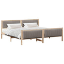 vidaXL Ágykeret fejtámlával Barna és taupe 200 x 200 cm Tömör fenyőfa