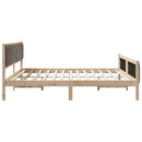 vidaXL Ágykeret fejtámlával Barna és taupe 200 x 200 cm Tömör fenyőfa