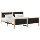 vidaXL Ágykeret fejtámlával Barna és fekete 180 x 200 cm Tömör fenyőfa