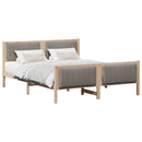 vidaXL Ágykeret fejtámlával Barna és taupe 150 x 200 cm Tömör fenyőfa