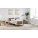 vidaXL Ágykeret fejtámlával Barna és taupe 140 x 200 cm Tömör fenyőfa