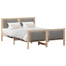 vidaXL Ágykeret fejtámlával Barna és taupe 140 x 190 cm Tömör fenyőfa