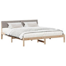 vidaXL Ágykeret fejtámlával Barna és taupe 200 x 200 cm Tömör fenyőfa