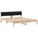 vidaXL Ágykeret fejtámlával Barna és fekete 180 x 200 cm Tömör fenyőfa