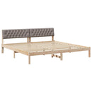 vidaXL Ágykeret fejtámlával Barna és taupe 200 x 200 cm Tömör fenyőfa