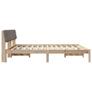 vidaXL Ágykeret fejtámlával Barna és taupe 200 x 200 cm Tömör fenyőfa