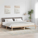 vidaXL Ágykeret fejtámlával Barna és taupe 200 x 200 cm Tömör fenyőfa